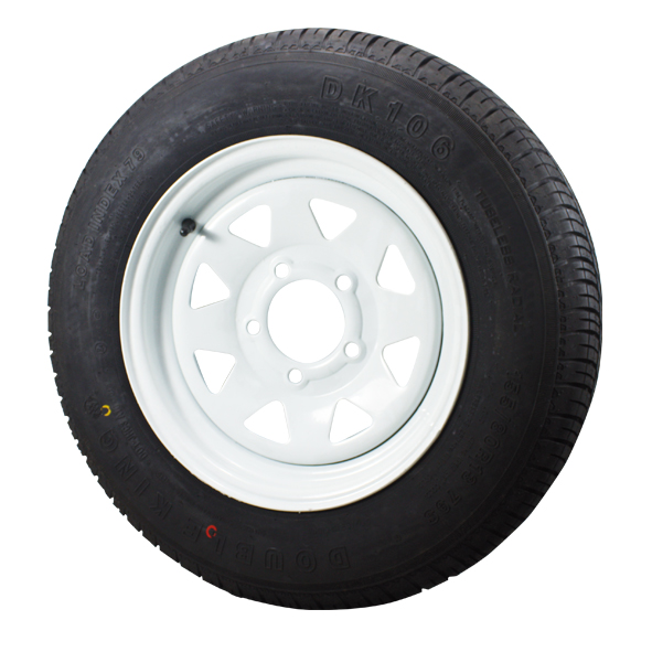 LoadStar 5-hole 8 x 3.75 White Trailer Wheel and Tire 4.80-8 4ply 