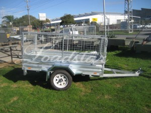 7x4 Galv Trailer Caged side view