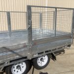 12 x 7 Tipping Flat top trailer with sides and cage 2.8 tonne Loadstar rear cage