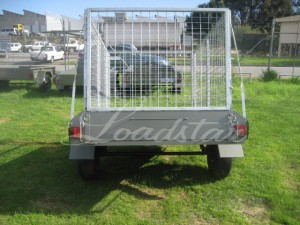 Caged 6x4 Single door heavy duty trailer rear view